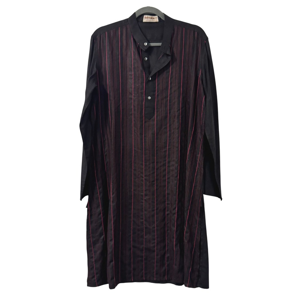 FABINDIA Mens Long Silk‎ Kurta Celebratory Size 36 Pintucks Pockets Wedding